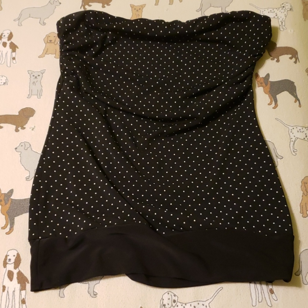 Black and white polka dot sleeveless top